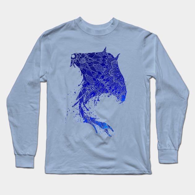 Blue Mandala Stingray Long Sleeve T-Shirt by ZeichenbloQ